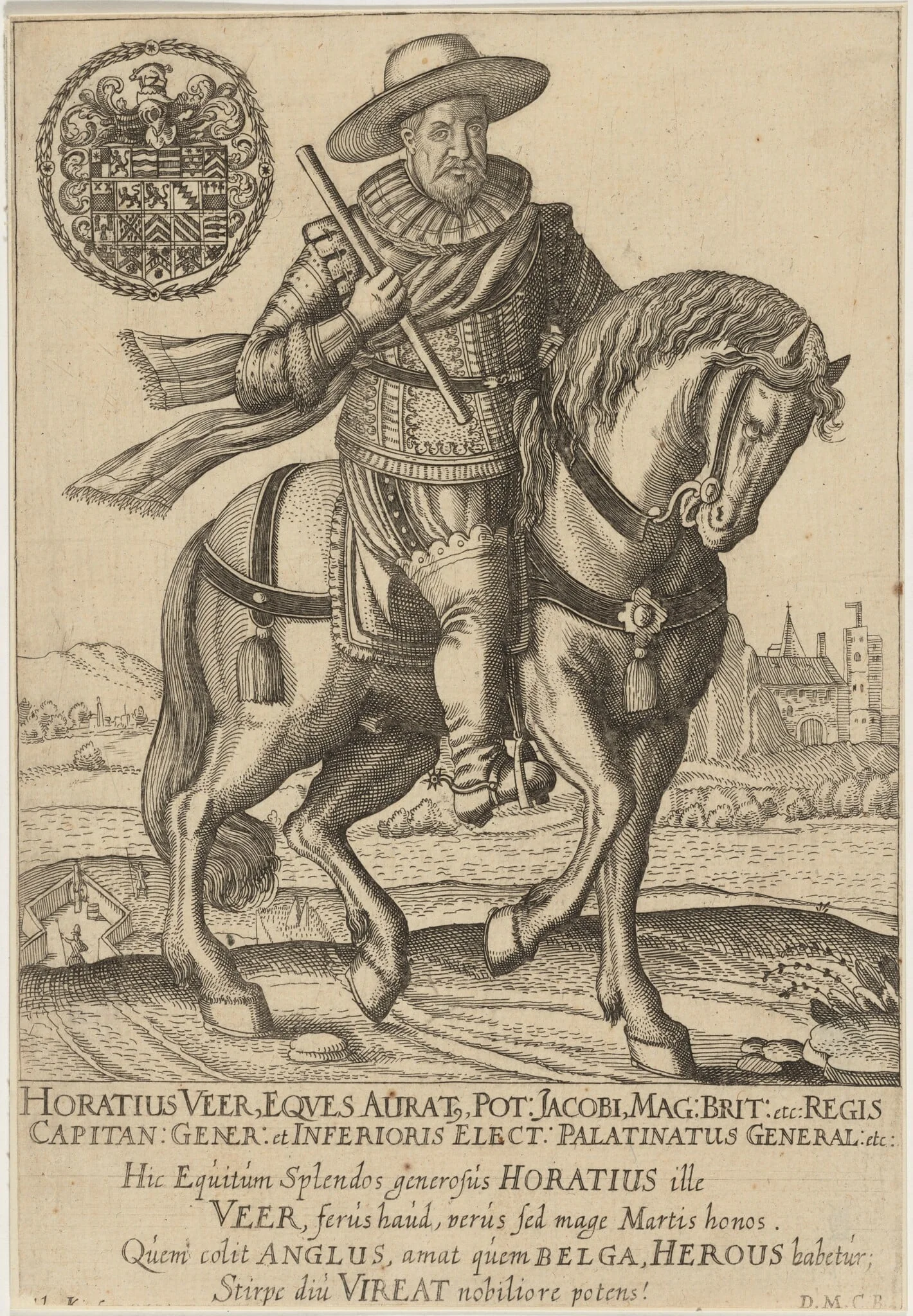 Horace Vere, Lord Vere of Tilbury, by Unknown 19th Century, ink, 1850