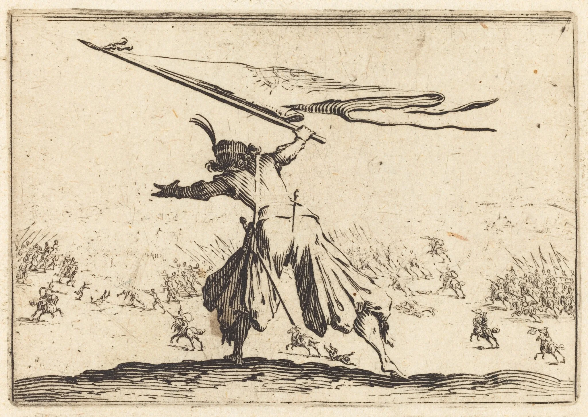 Standard Bearer, by Jacques Callot, ink, 1622