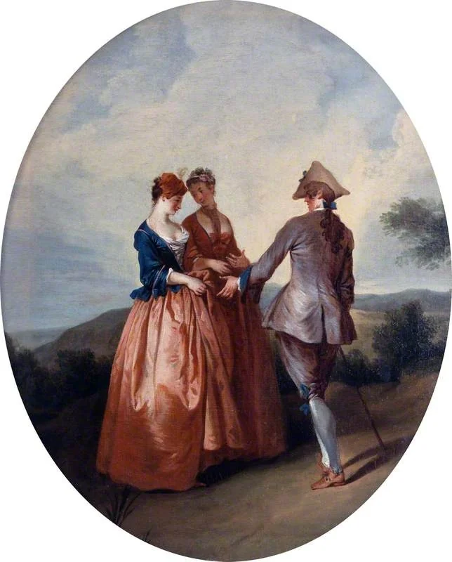 Cavalier and Two Ladies, by Nicolas Lancret, oil, 1726