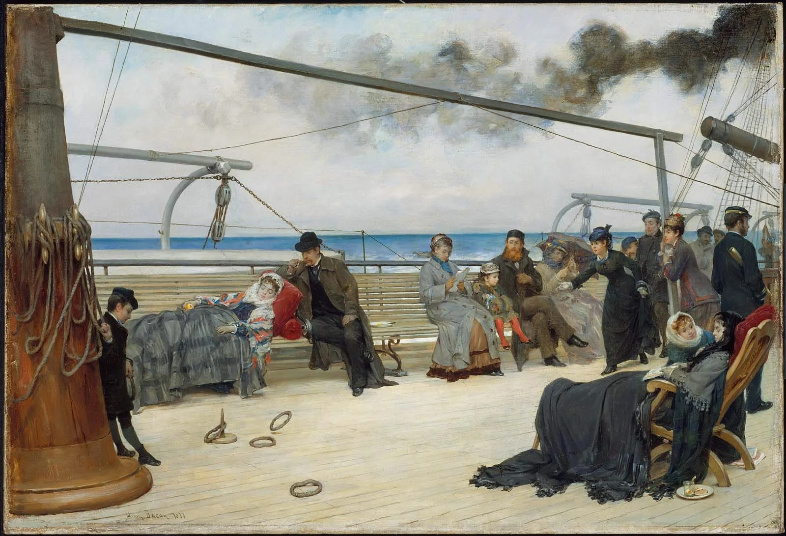 On the Open Sea-- The Transatlantic Steamship "Péreire", by Henry Bacon, oil, 1889