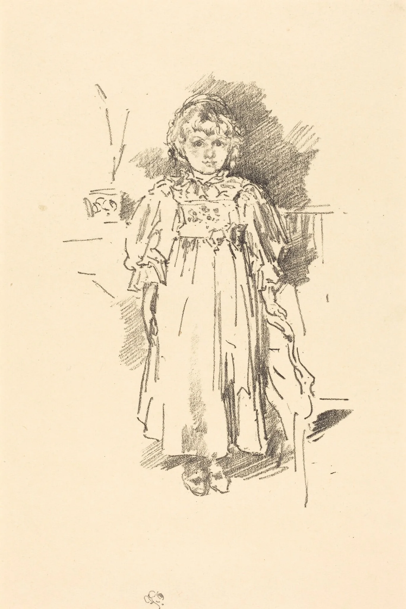 Little Evelyn, by James McNeill Whistler, ink, 1896