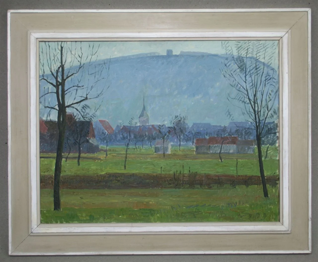 Hans Jauslin (1909-1958) - Malerei, Dorfkern Muttenz mit Wartenberg