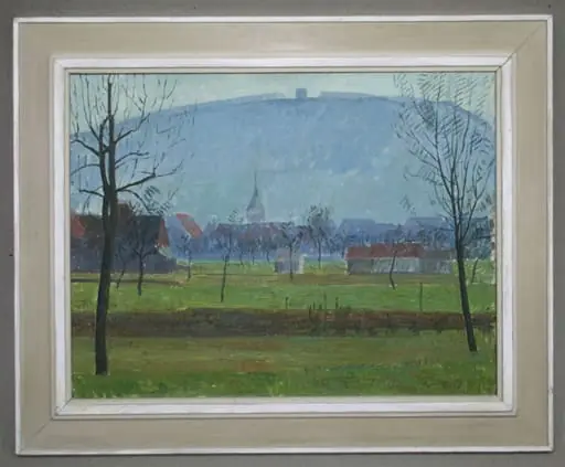 Hans Jauslin (1909-1958) - Malerei, Dorfkern Muttenz mit Wartenberg