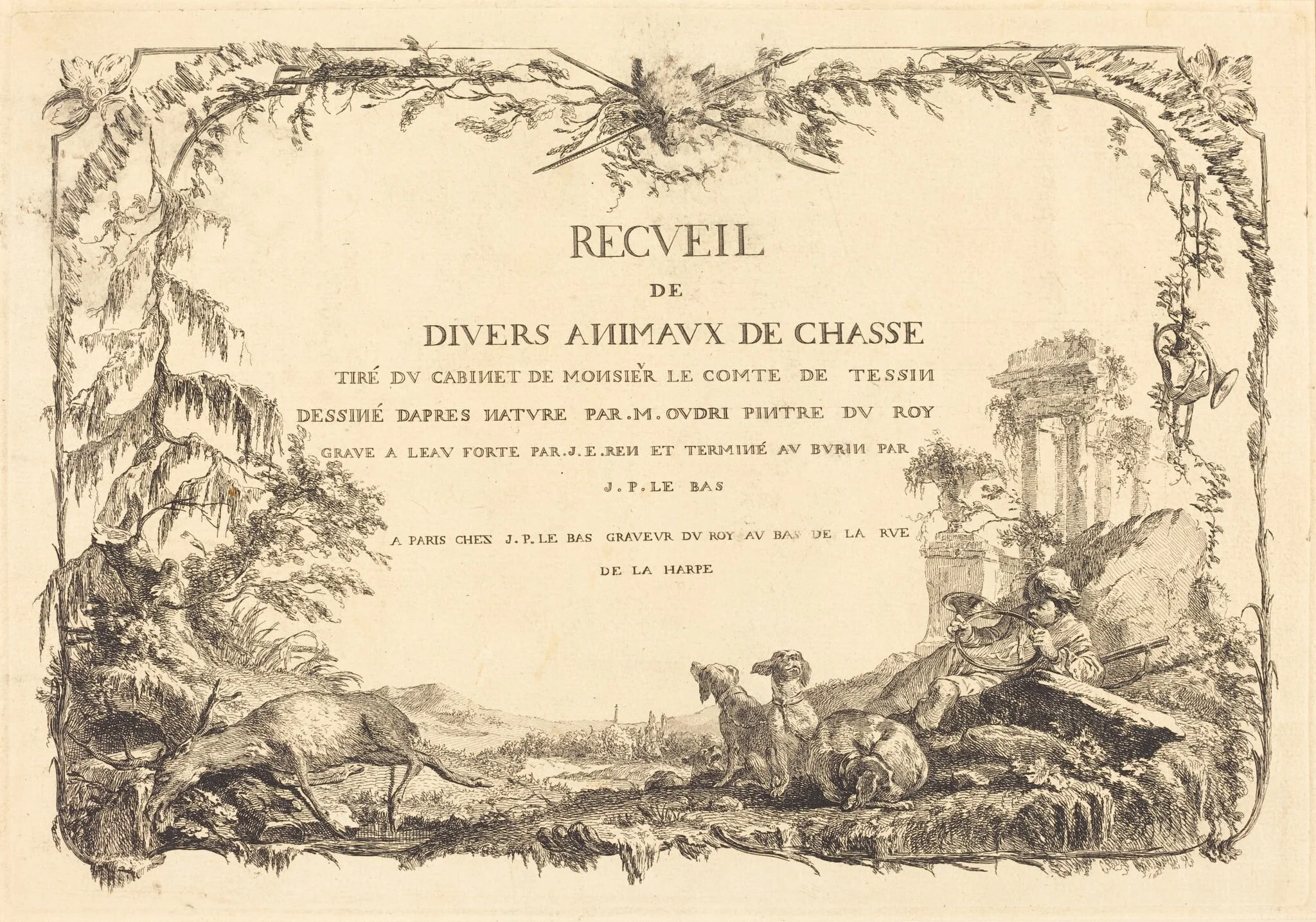 Title Page, by Jacques-Philippe Le Bas, ink, 1742