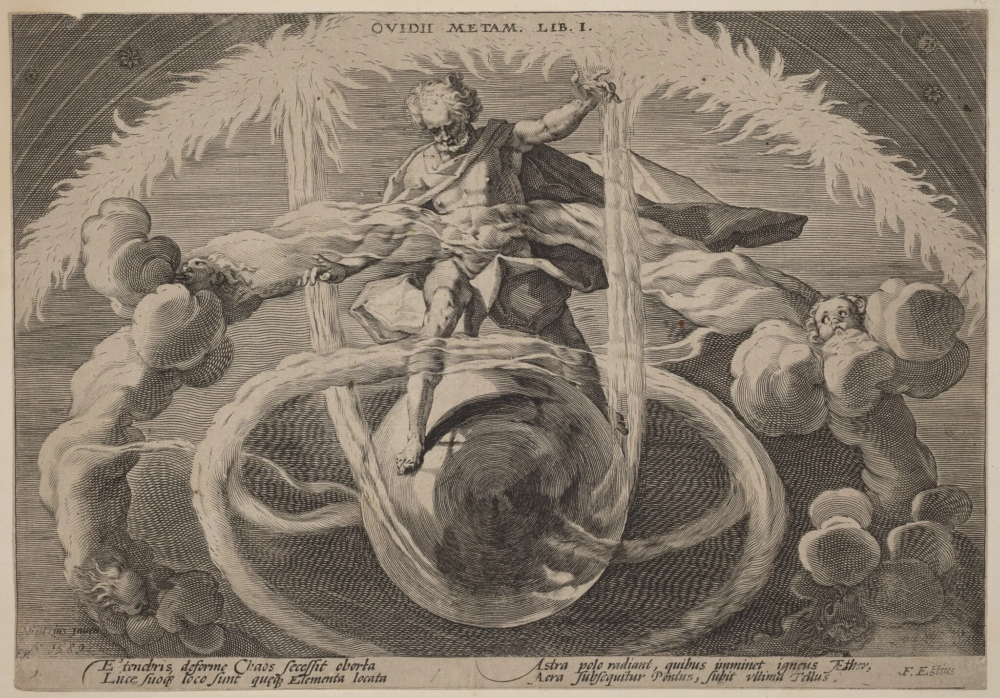 Chaos: The Untangling of Chaos, or the Creation of the Elements, by Hendrik Goltzius, ink, 1589
