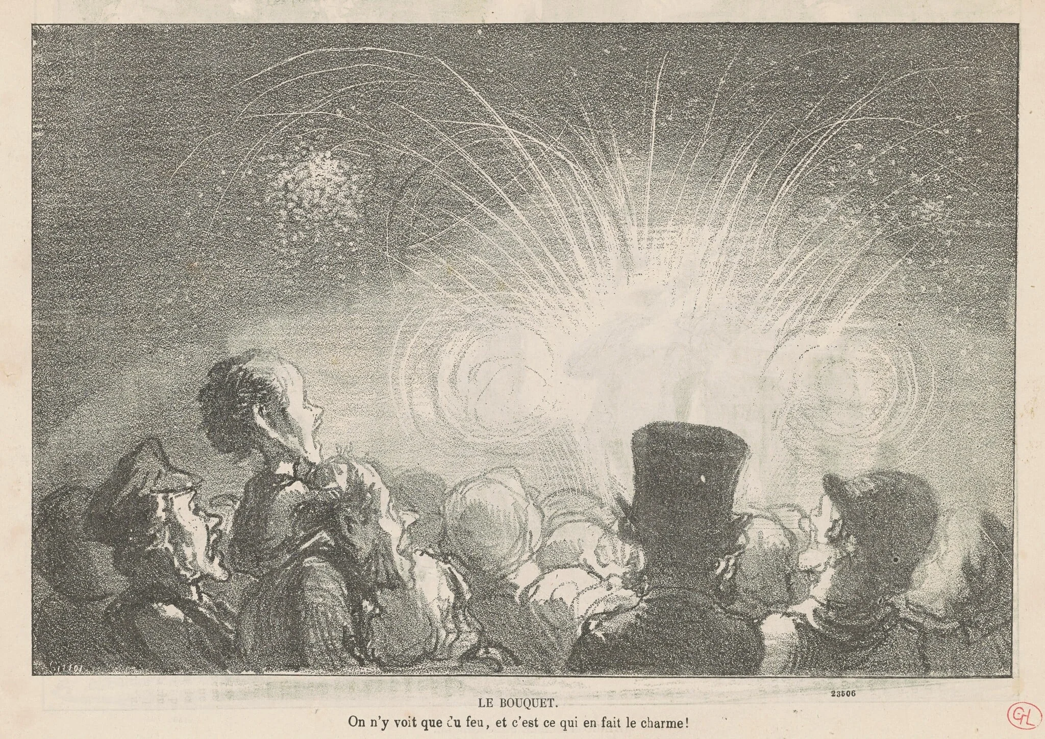 Le bouquet, by Honoré Daumier, ink, 1865