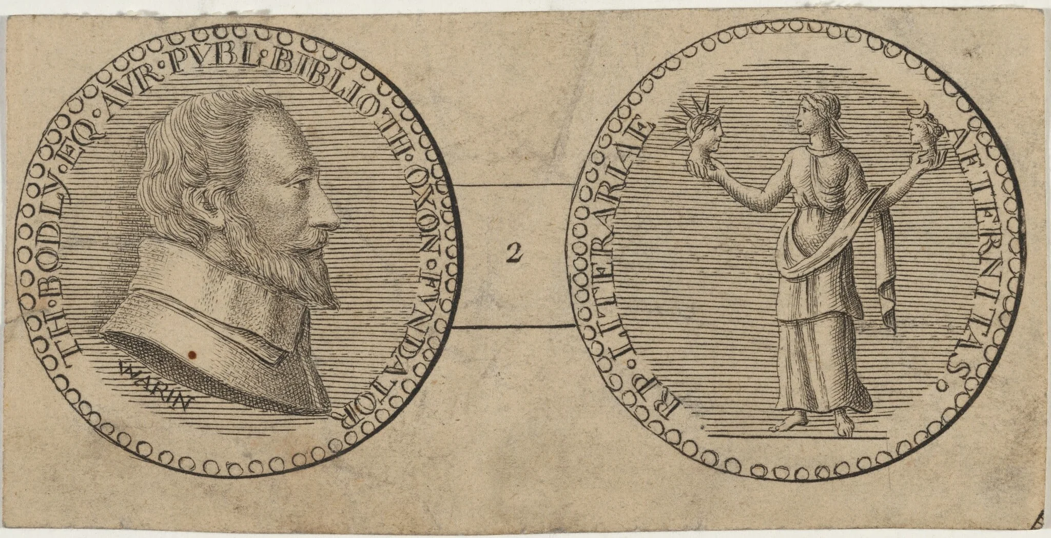 Thomas Bodley, by Michael Burghers, ink, 1682
