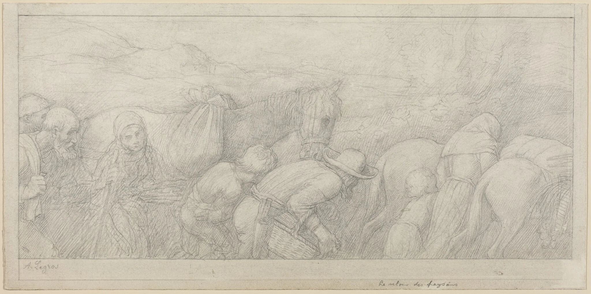 Return of the Peasants, by Alphonse Legros, graphite, 1874