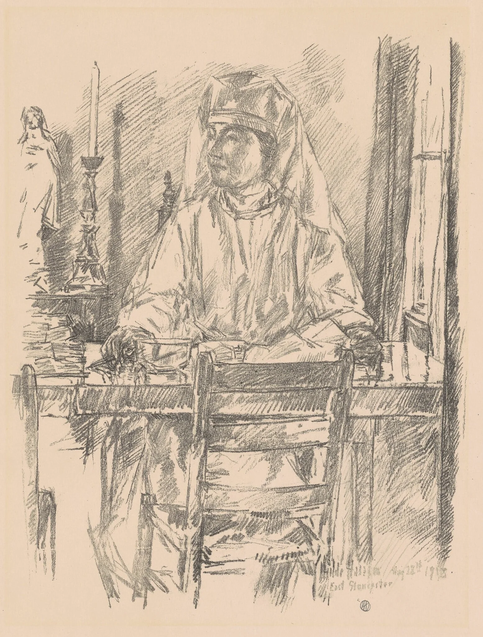Red Cross Nurse, by Childe Hassam, ink, 1918