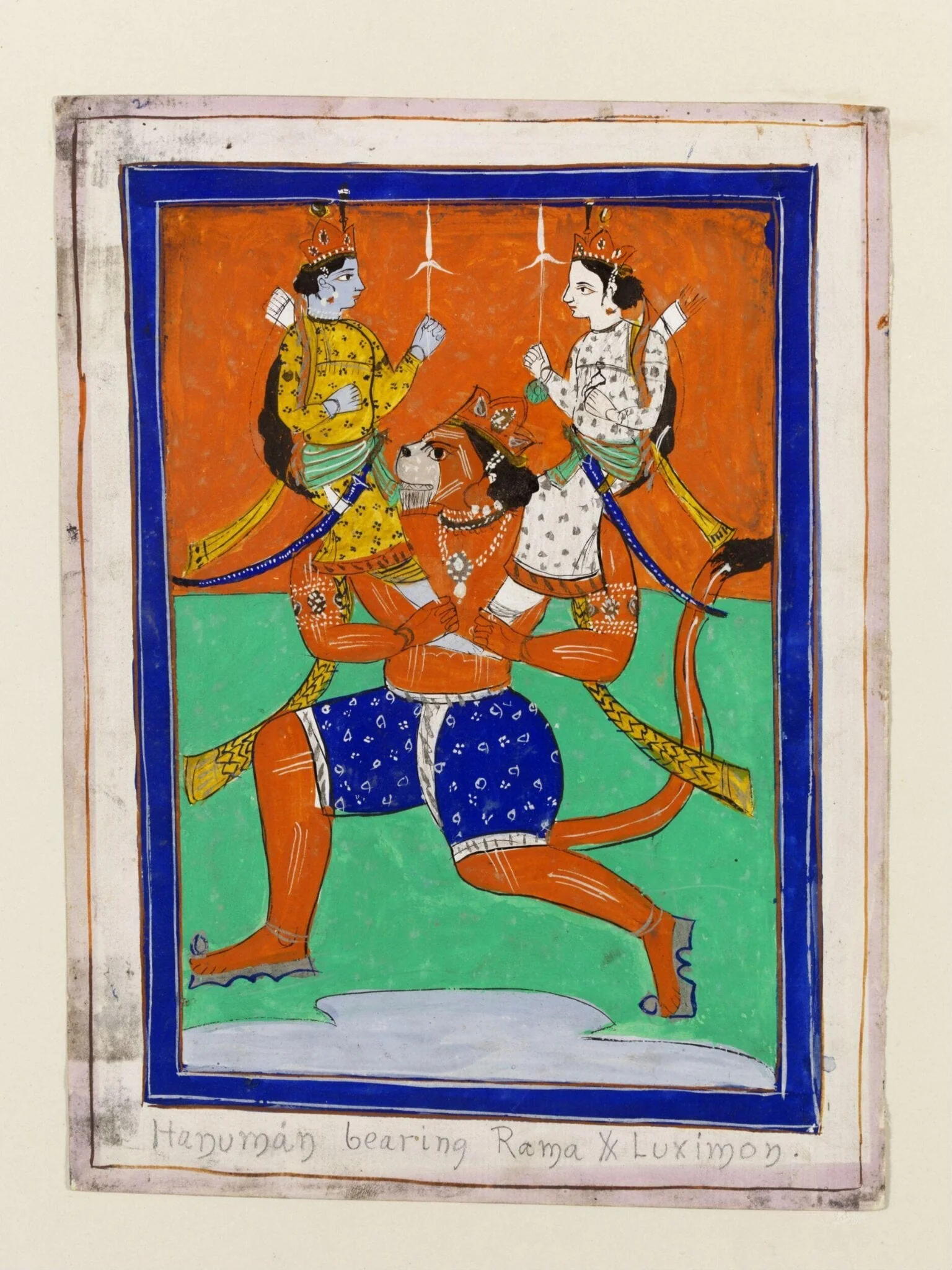 Hanuman, Rama and Laksmana, by Unknown, paint, 1850