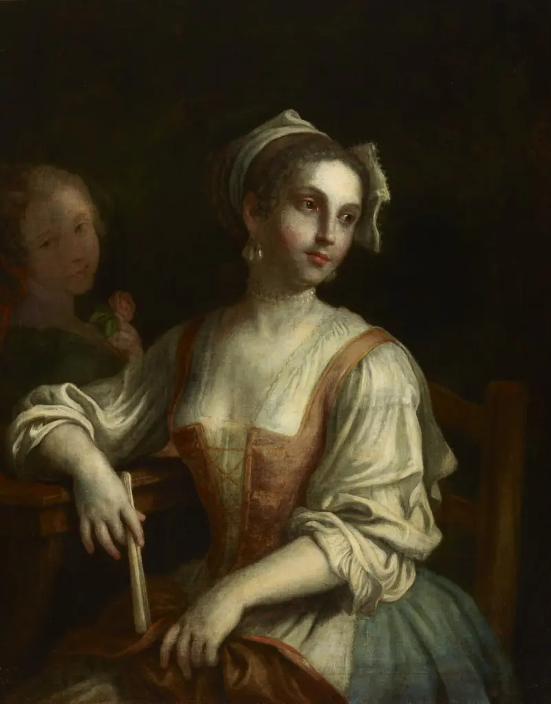 Woman with a Fan and a Woman with a Rose