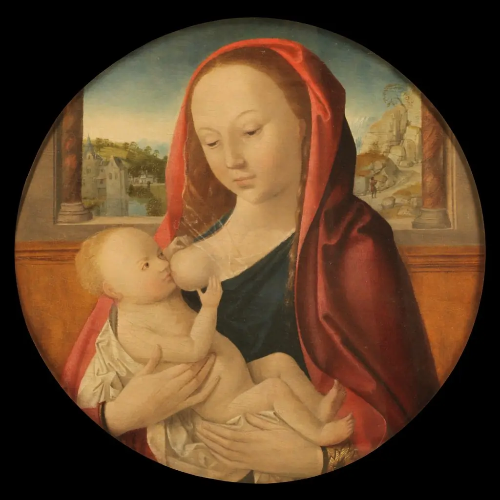 Virgin giving milk to the Child
