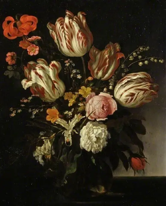 A glass vase of flowers