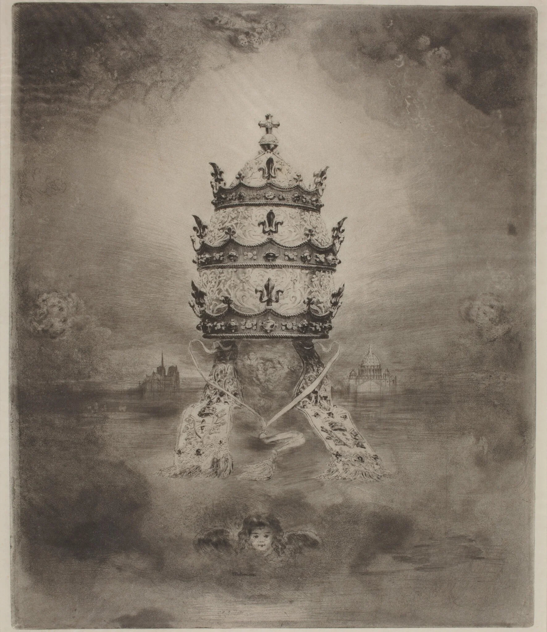 The Tiara, by Félix-Hilaire Buhot, ink, 1888
