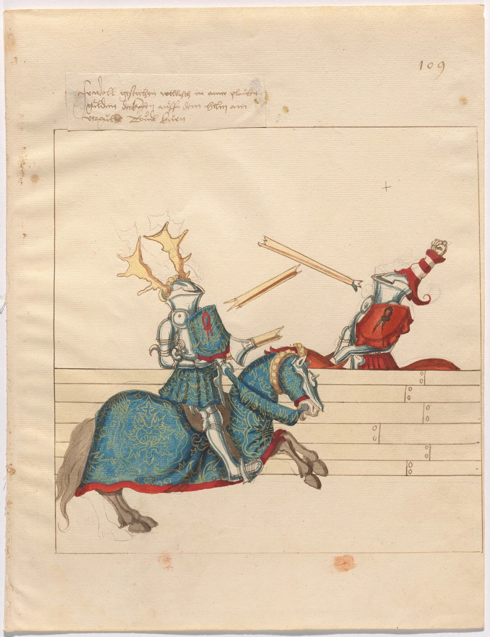 Italian Joust of Peace, by German 16th Century, ink, 1514