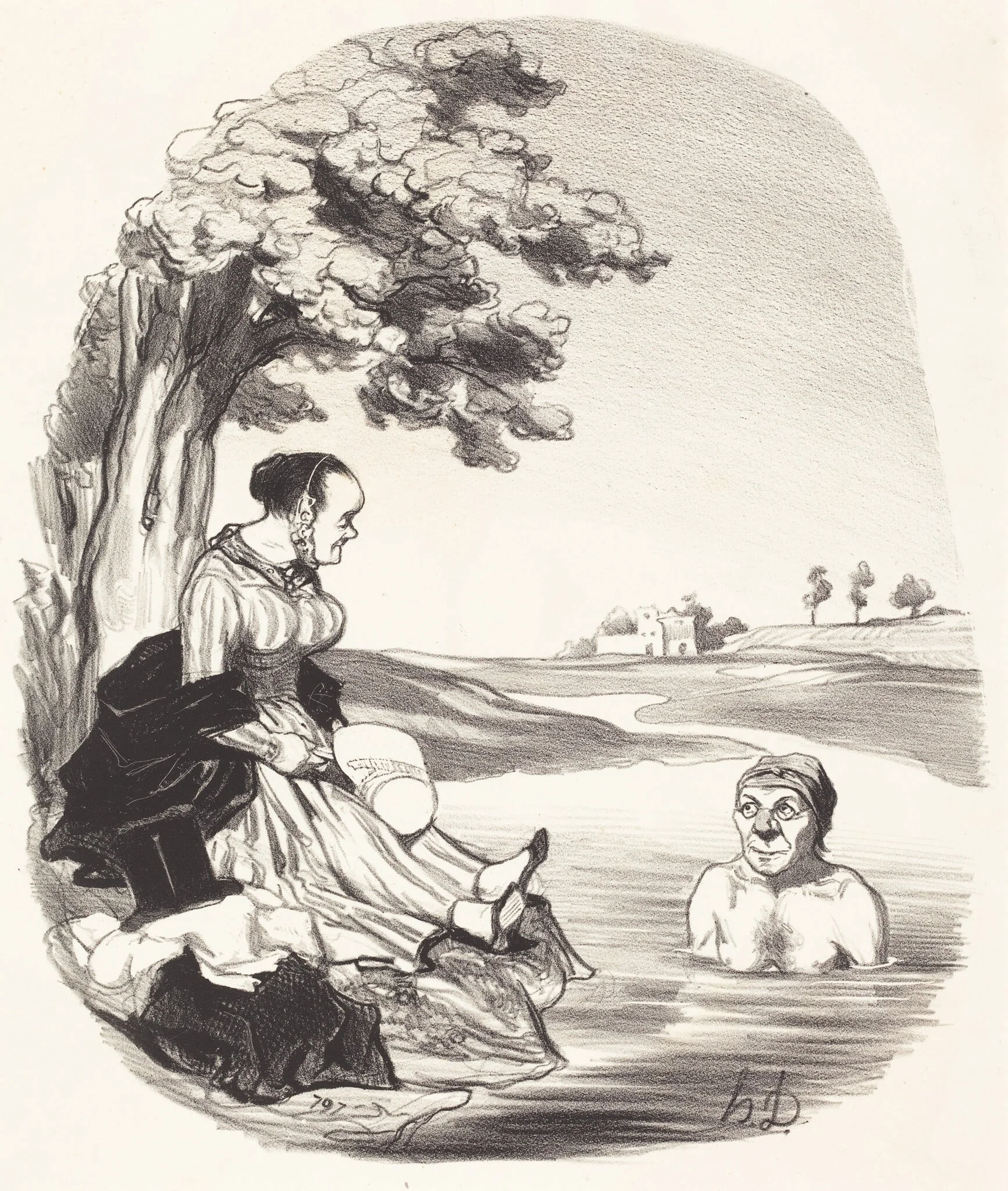 L'Eau est délicieuse... je t'assure..., by Honoré Daumier, ink, 1845
