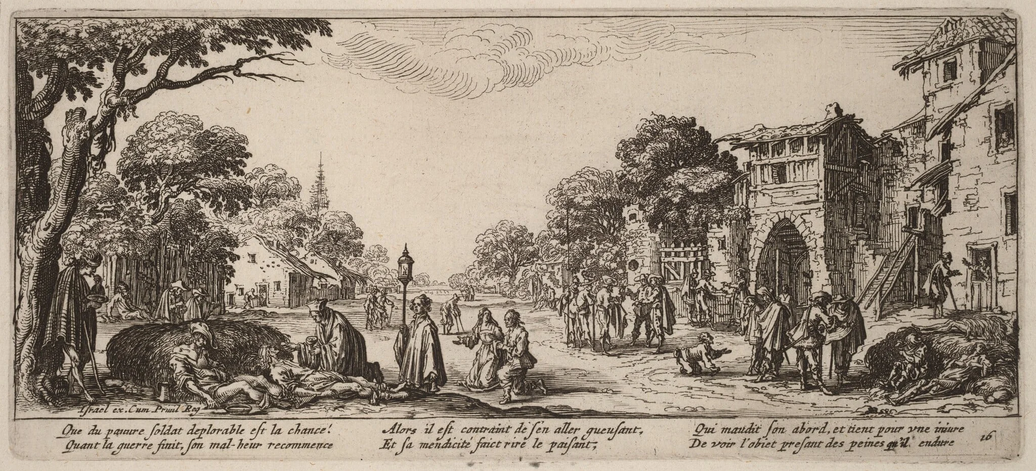 Dying Soldiers by the Roadside, by Gerrit van Schagen, ink, 1642