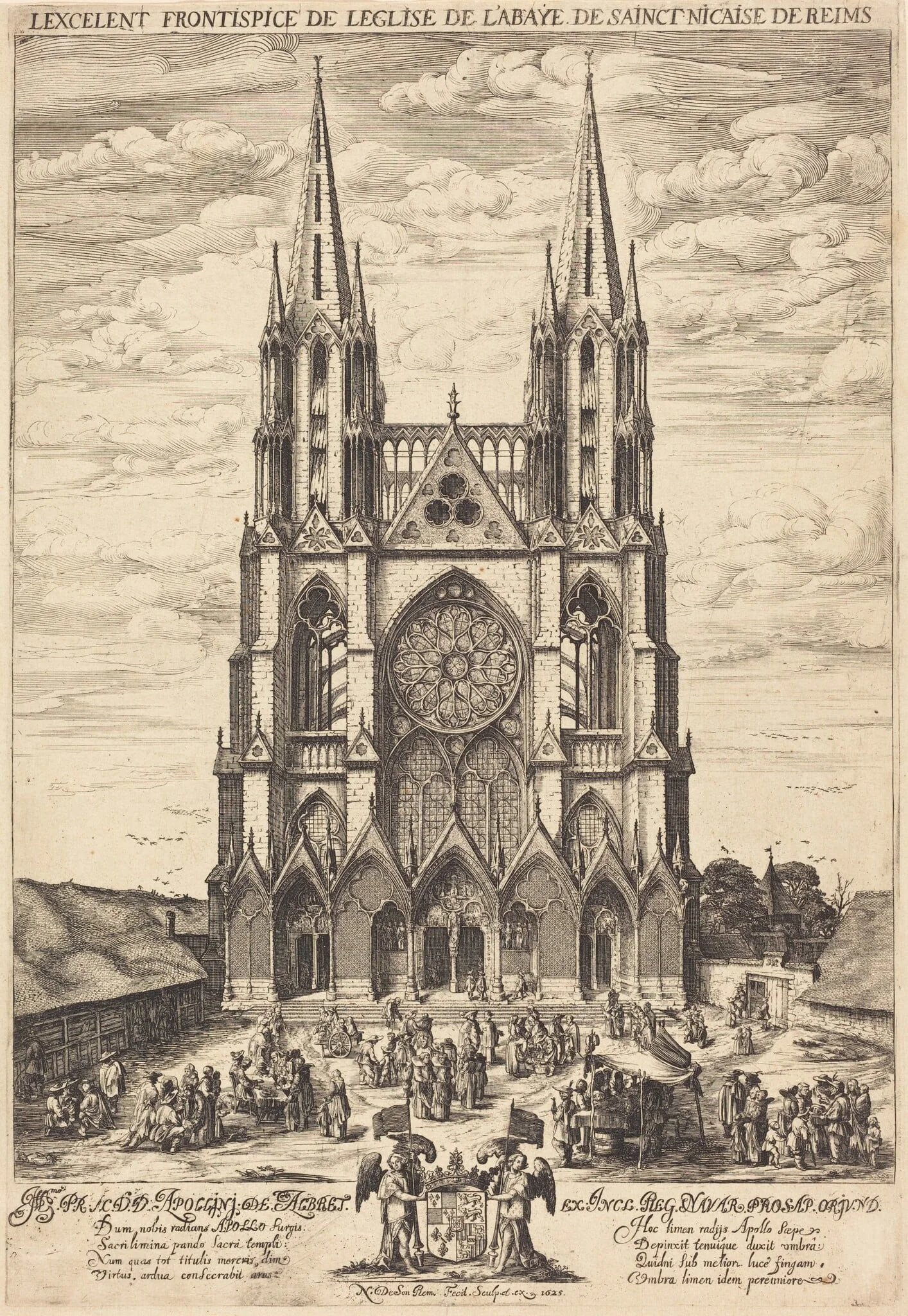 La facade de l'abbaye de S. Nicaise de Reims, by Nicolas de Son, ink, 1625