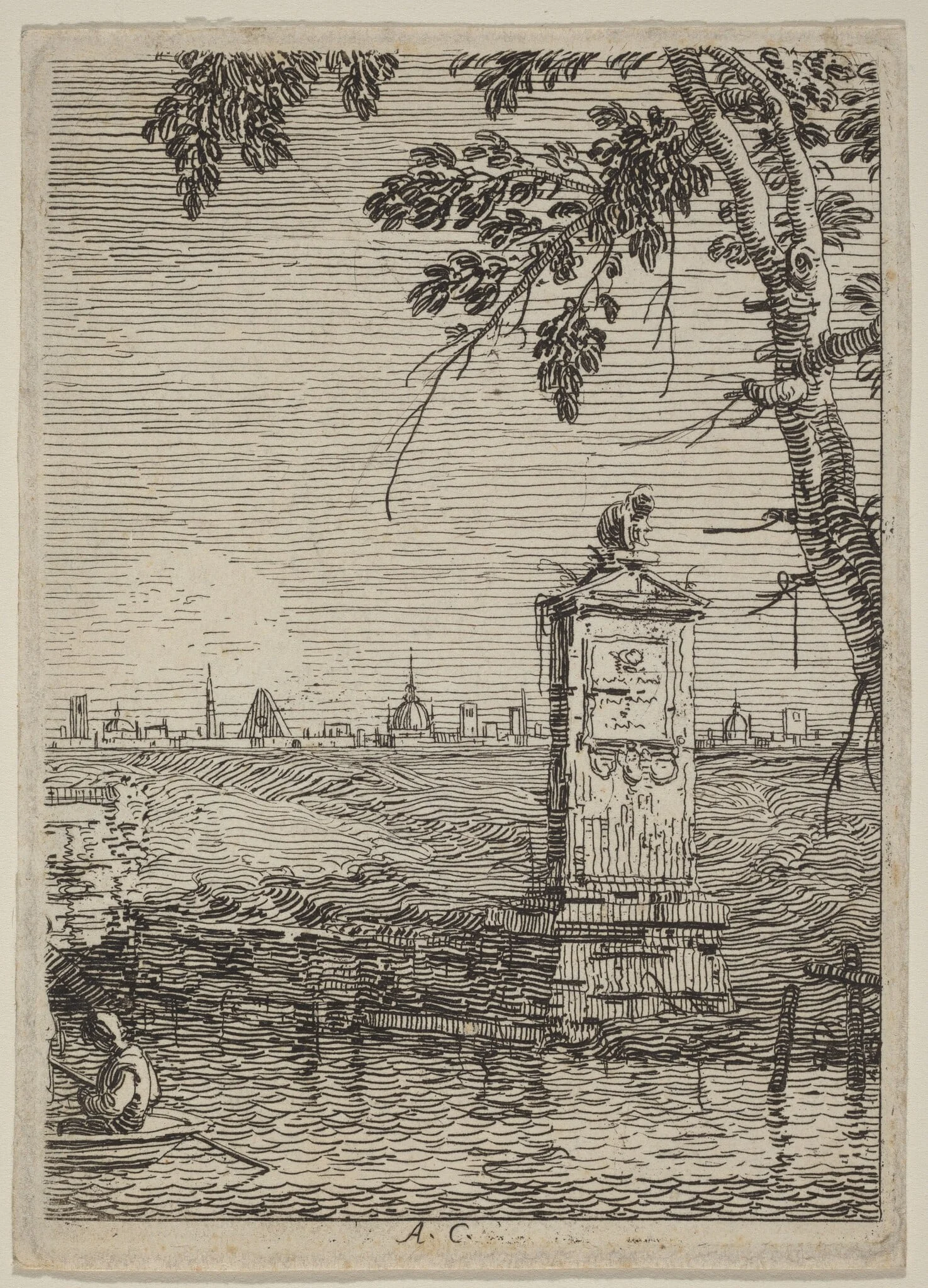 The Little Monument, by Canaletto, ink, 1740