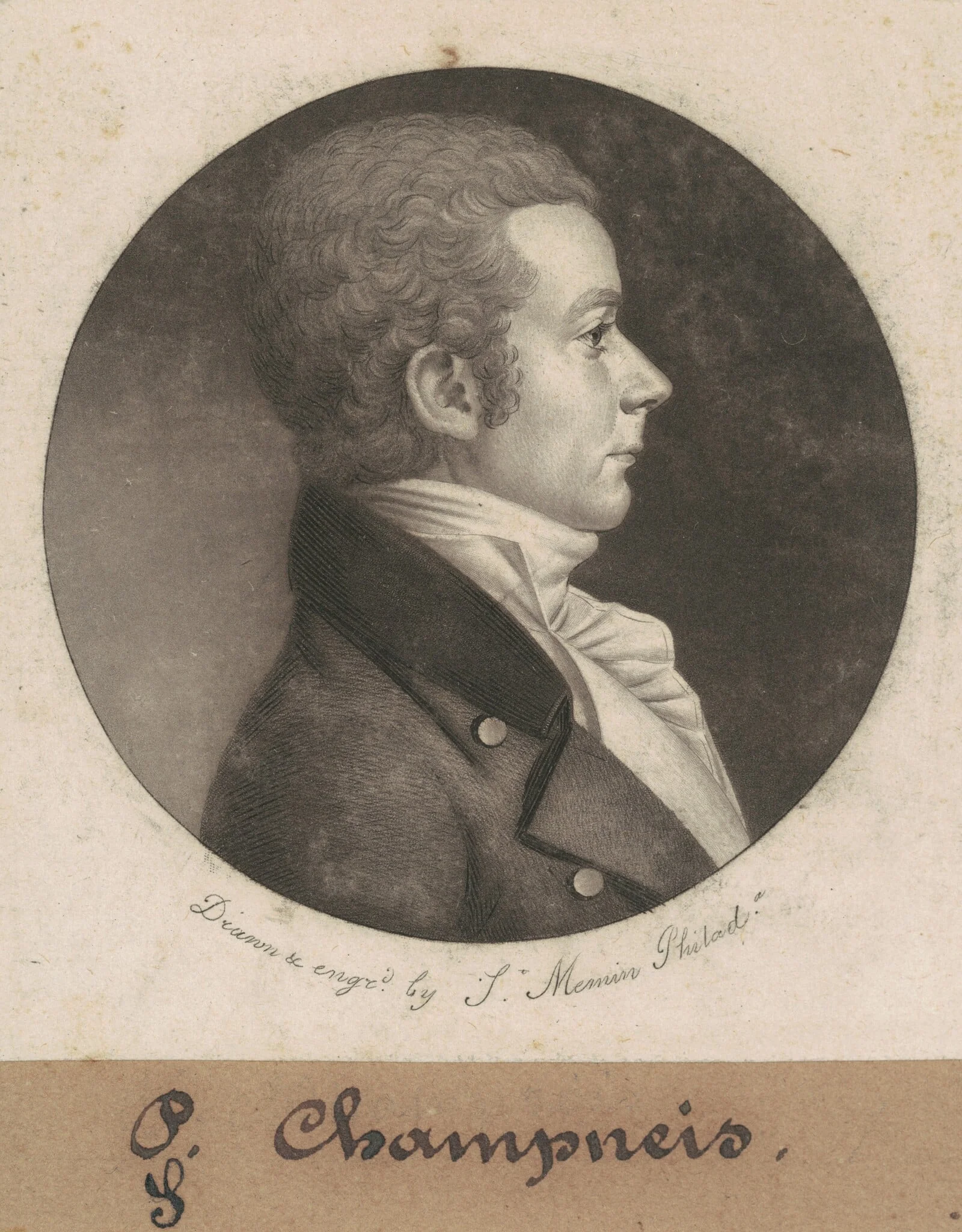 Champneis, by Charles Balthazar Julien Févret de Saint-Mémin, ink, 1802