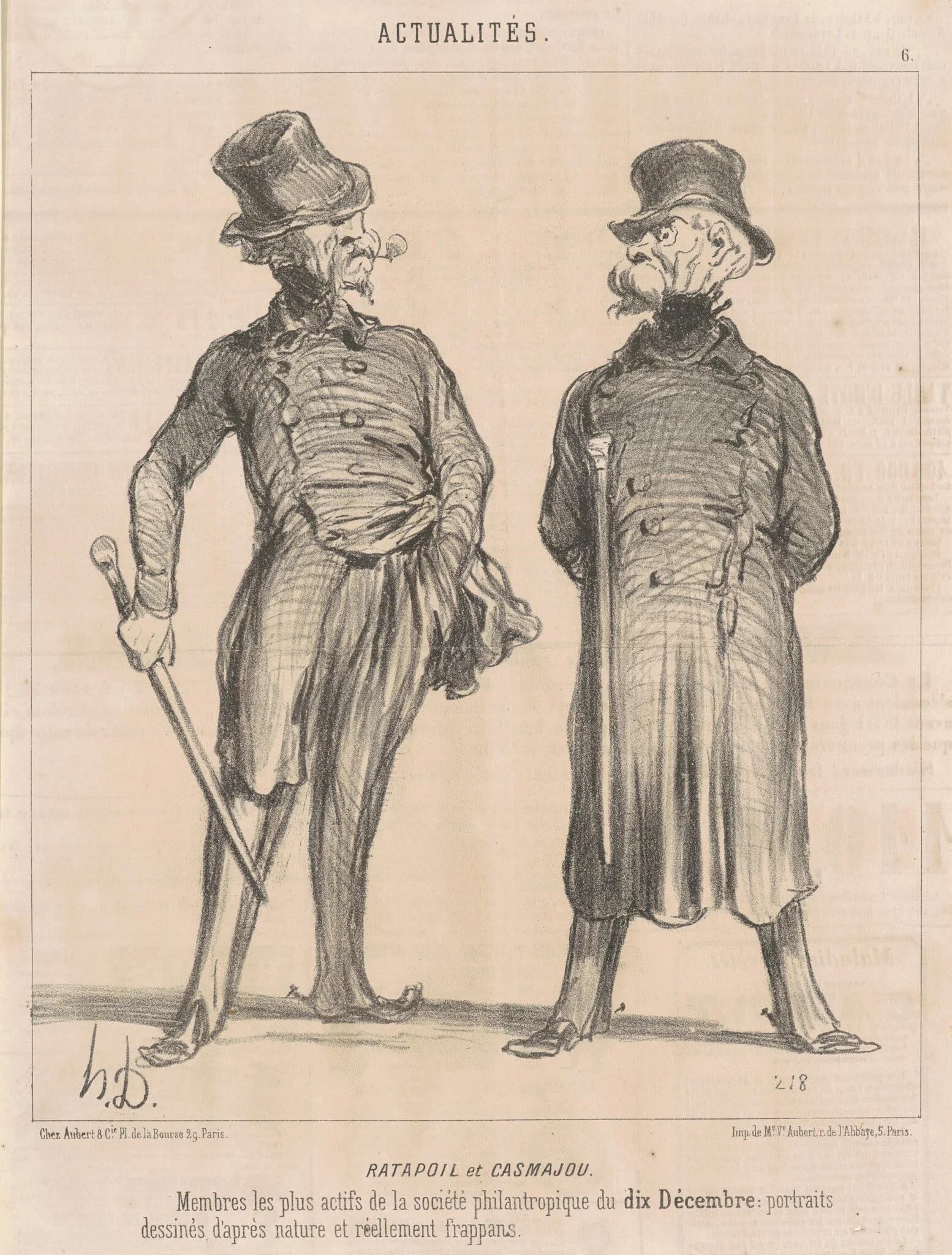 Ratapoil et Casmajou, by Honoré Daumier, ink, 1850