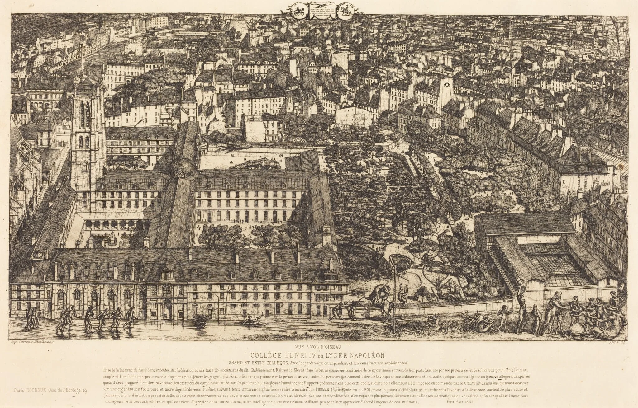 Collège Henri IV, Paris, ou Lycée Napoléon (Henry IV College or Napoleon School, Paris), by Charles Meryon, ink, 1864