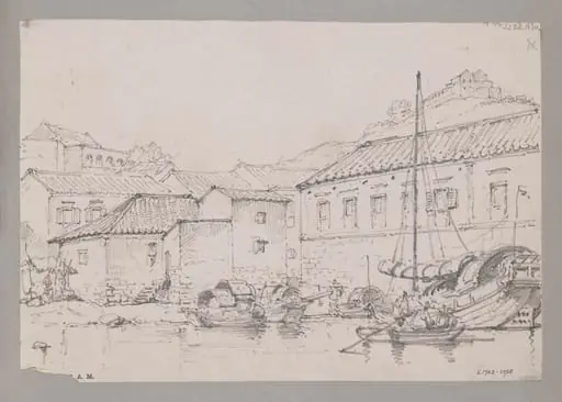 Waterside houses below Penha Hill, Macau