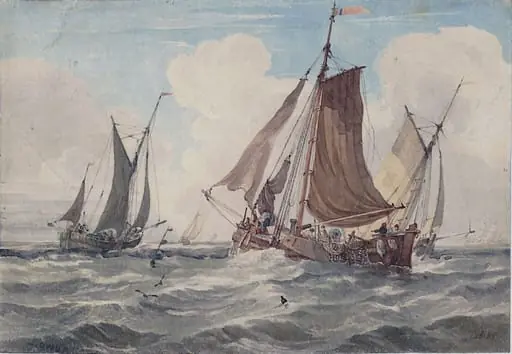Sea piece with fishing boats
