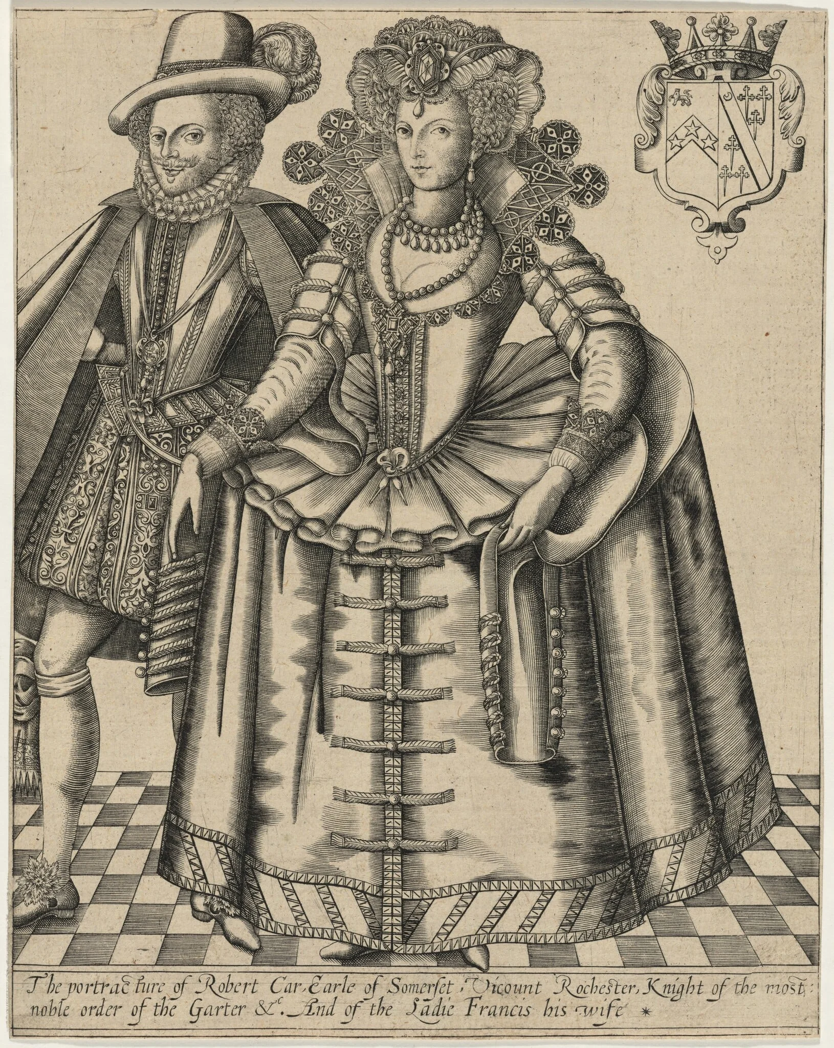 Robert Carr, Earl of Somerset and His Countess, by Renold Elstrack, ink, 1651