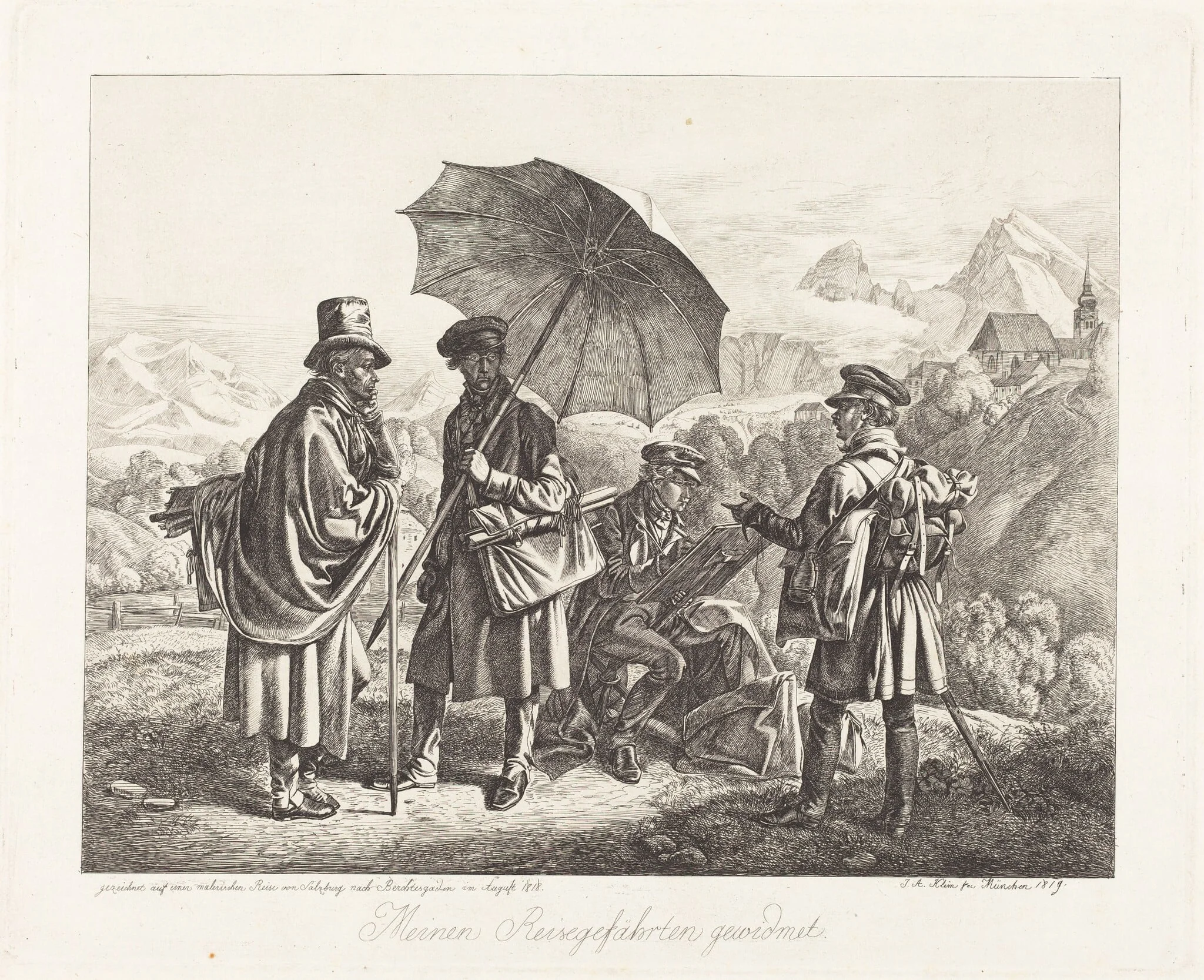 Painters on Their Travels (Die Maler auf der Reise), by Johann Adam Klein, ink, 1819