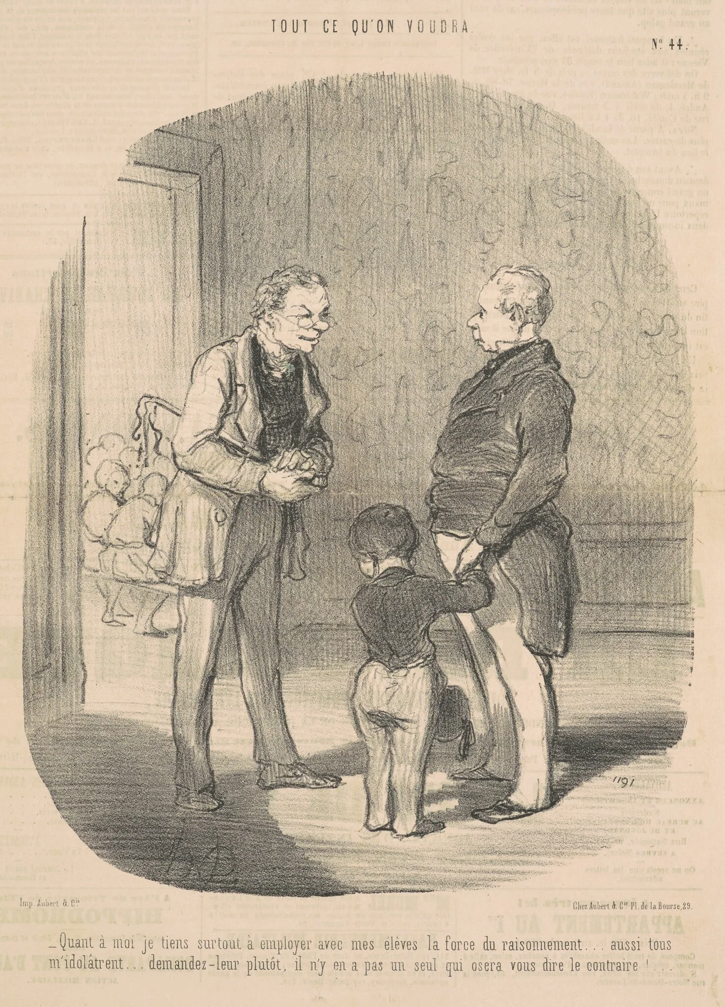 Quant a moi je tiens a employer ... la force du raisonnement, by Honoré Daumier, ink, 1848