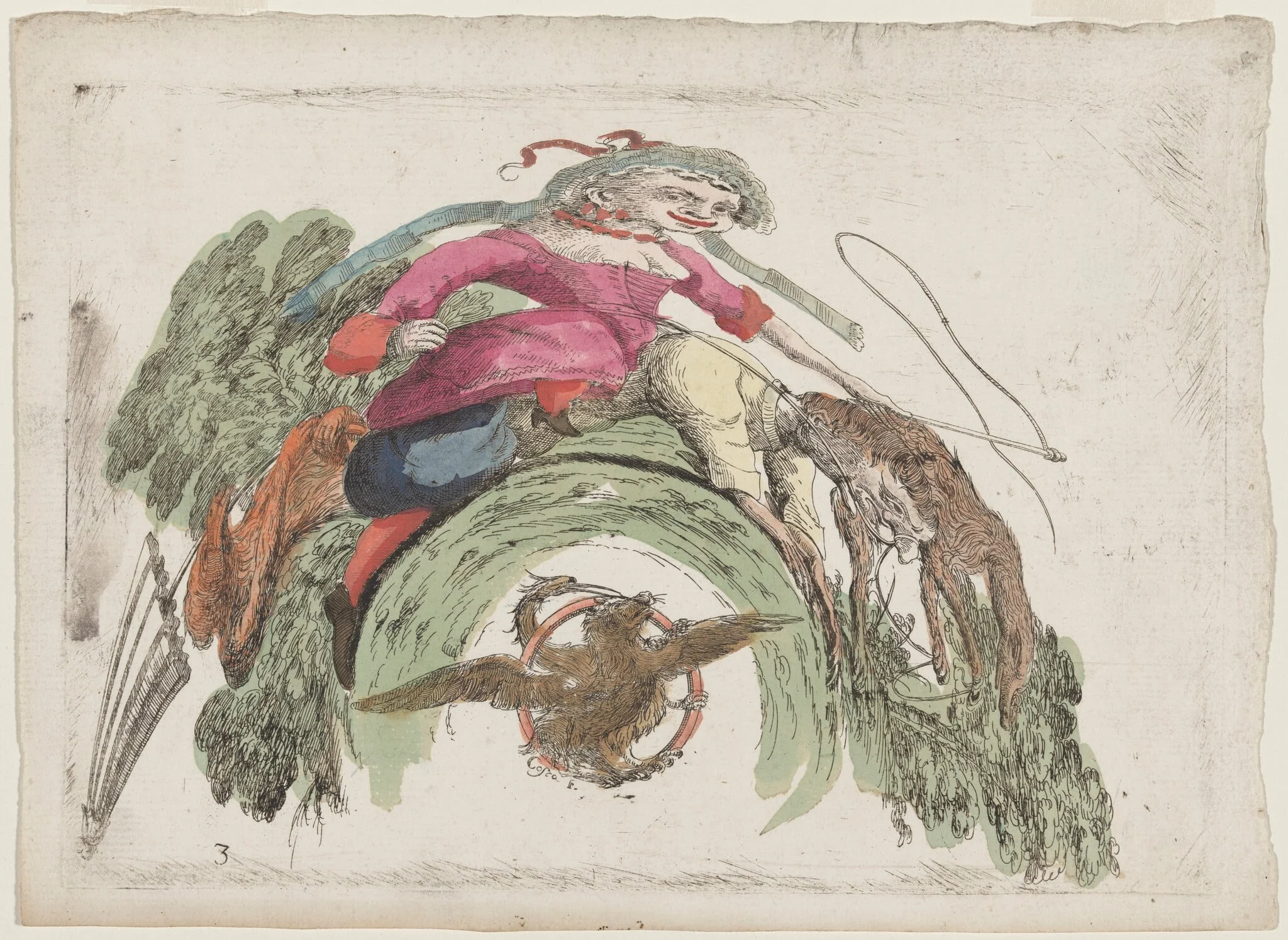 Woman Riding a Man, by Giovanni Francesco Costa, watercolor, 1747