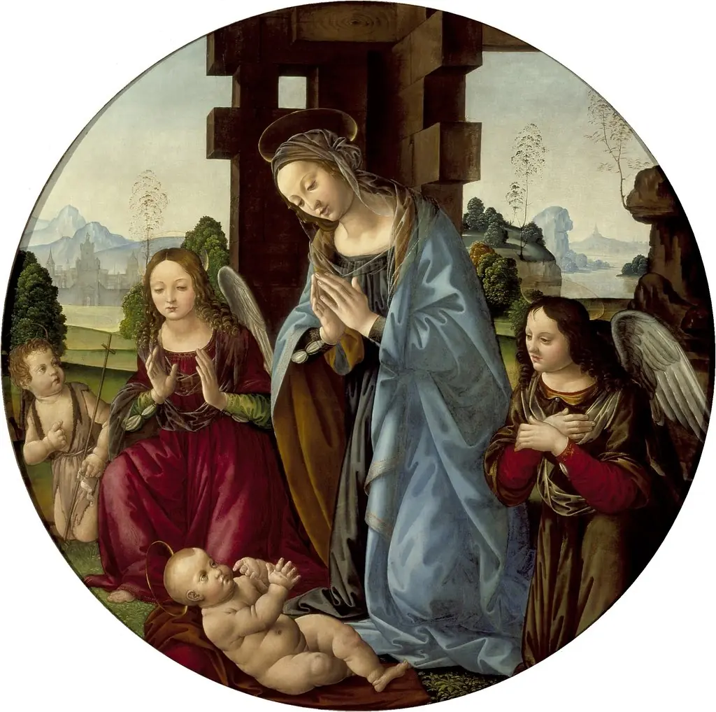 Virgin Adoring the Christ Child with St. John the Baptist and Two Angels