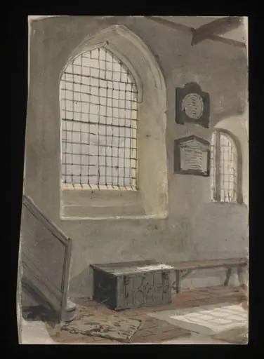 Watercolour drawing by the Grieve family, probably by Thomas Grieve, showing St John's Church, Margate