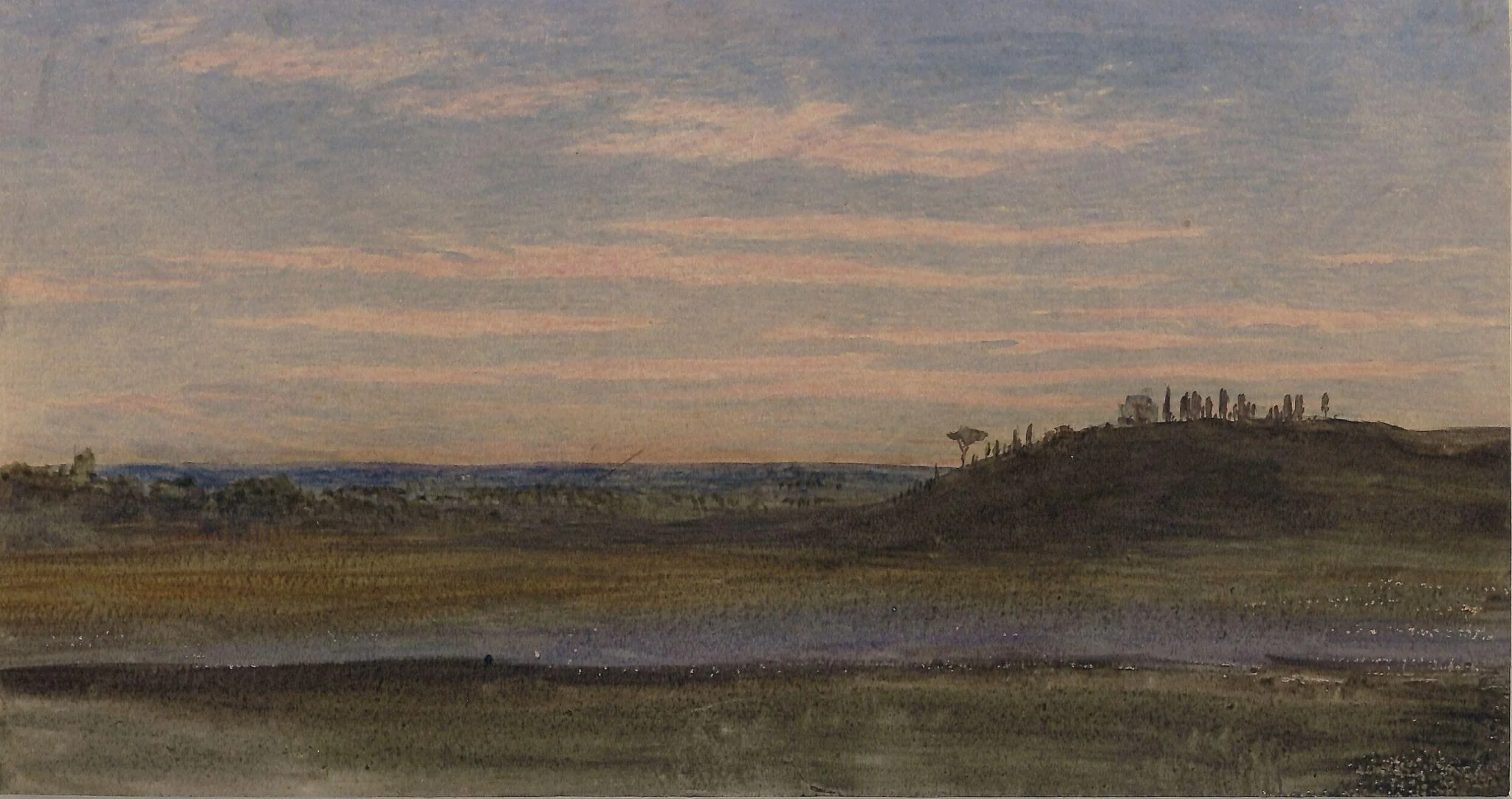 The Campagna, Rome, after sunset, by John Collingham Moore, watercolor, 1850