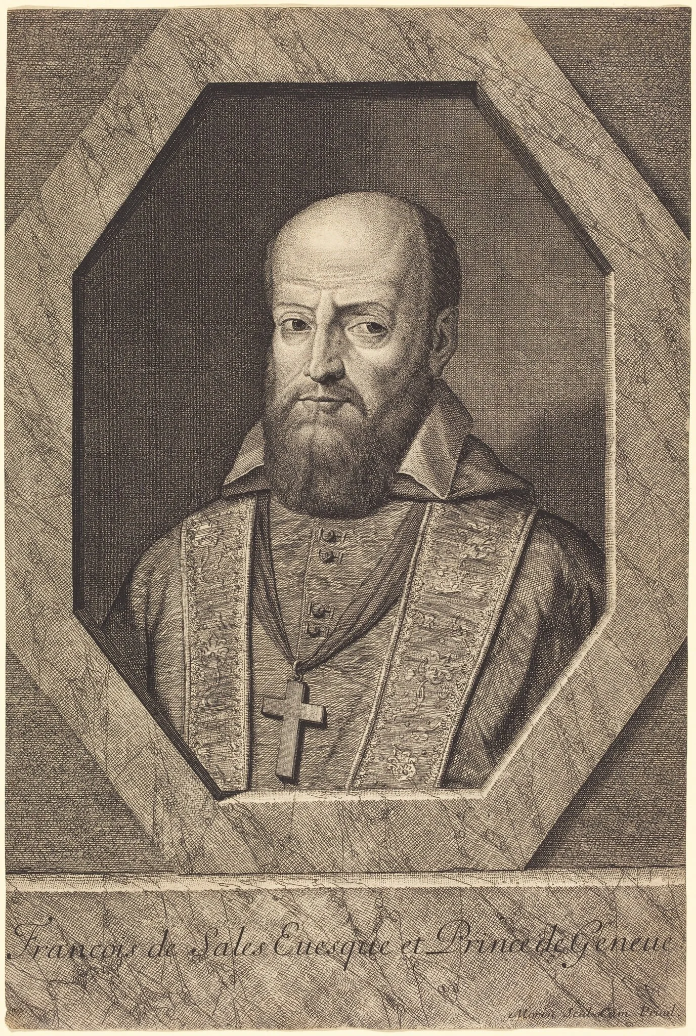 Saint Francois de Sales, by Jean Morin, ink, 1625