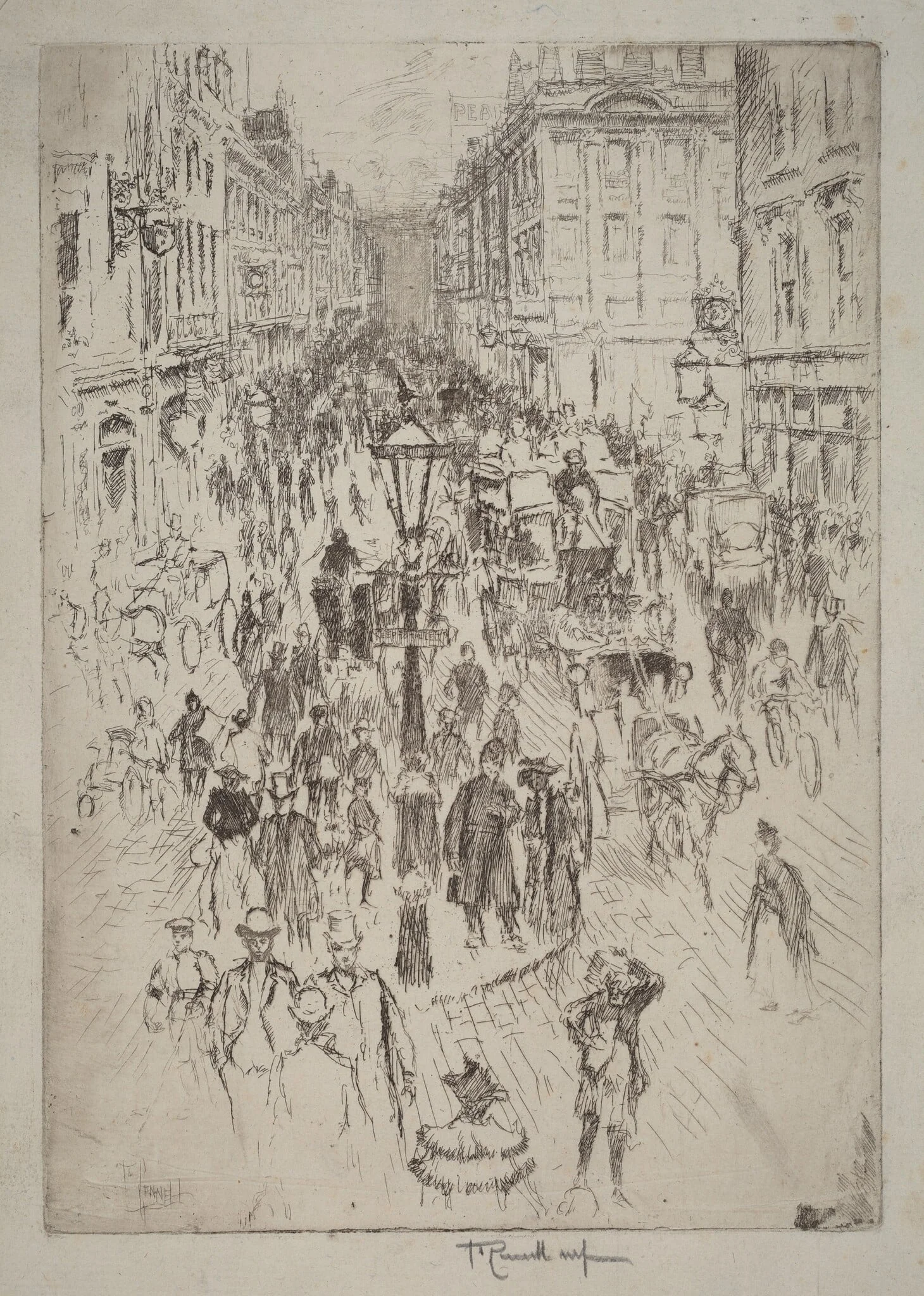 New Oxford Street, London, by Joseph Pennell, ink, 1893