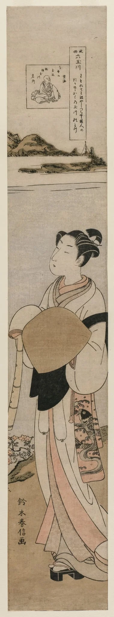 The Priest Kukai by the Tama River at Mt. Koya (From the Series The Six Tama Rivers in Everyday Life), by Suzuki Harunobu, 1764