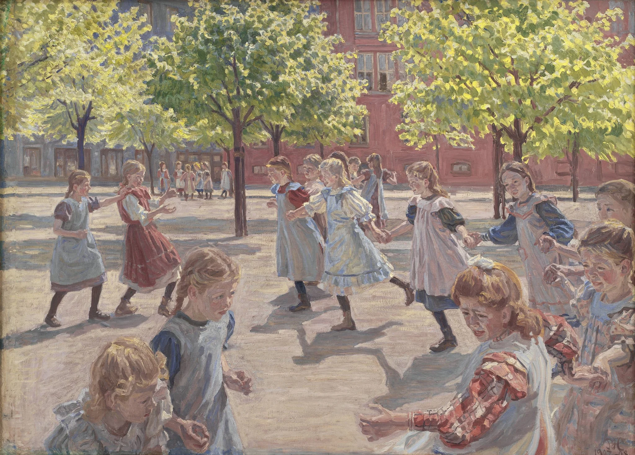 Playing Children, Enghave Square, by Unknown, 1907