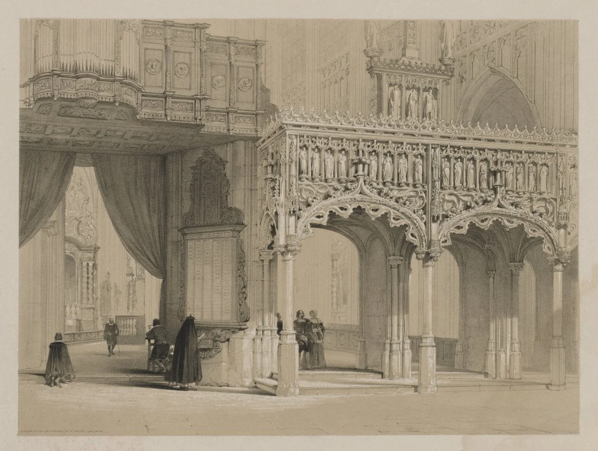 Sketches in Belgium and Germany, Volume I: Screen in the Cathedral of St. Peter, Louvain, by Louis Haghe, 1840