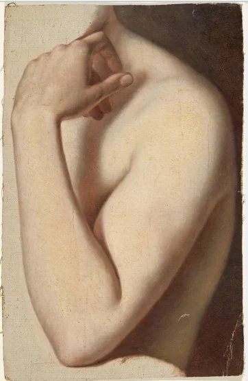 Arm and Shoulder of Nude Model, by Frederic William Burton, oil, 1866