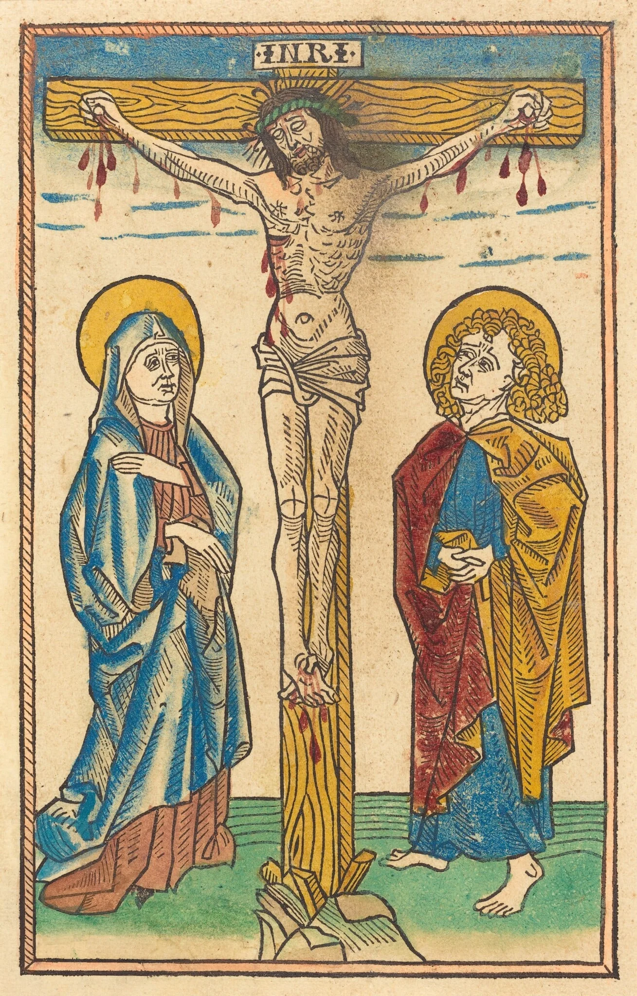 Christ on the Cross, by German 15th Century, ink, 1485