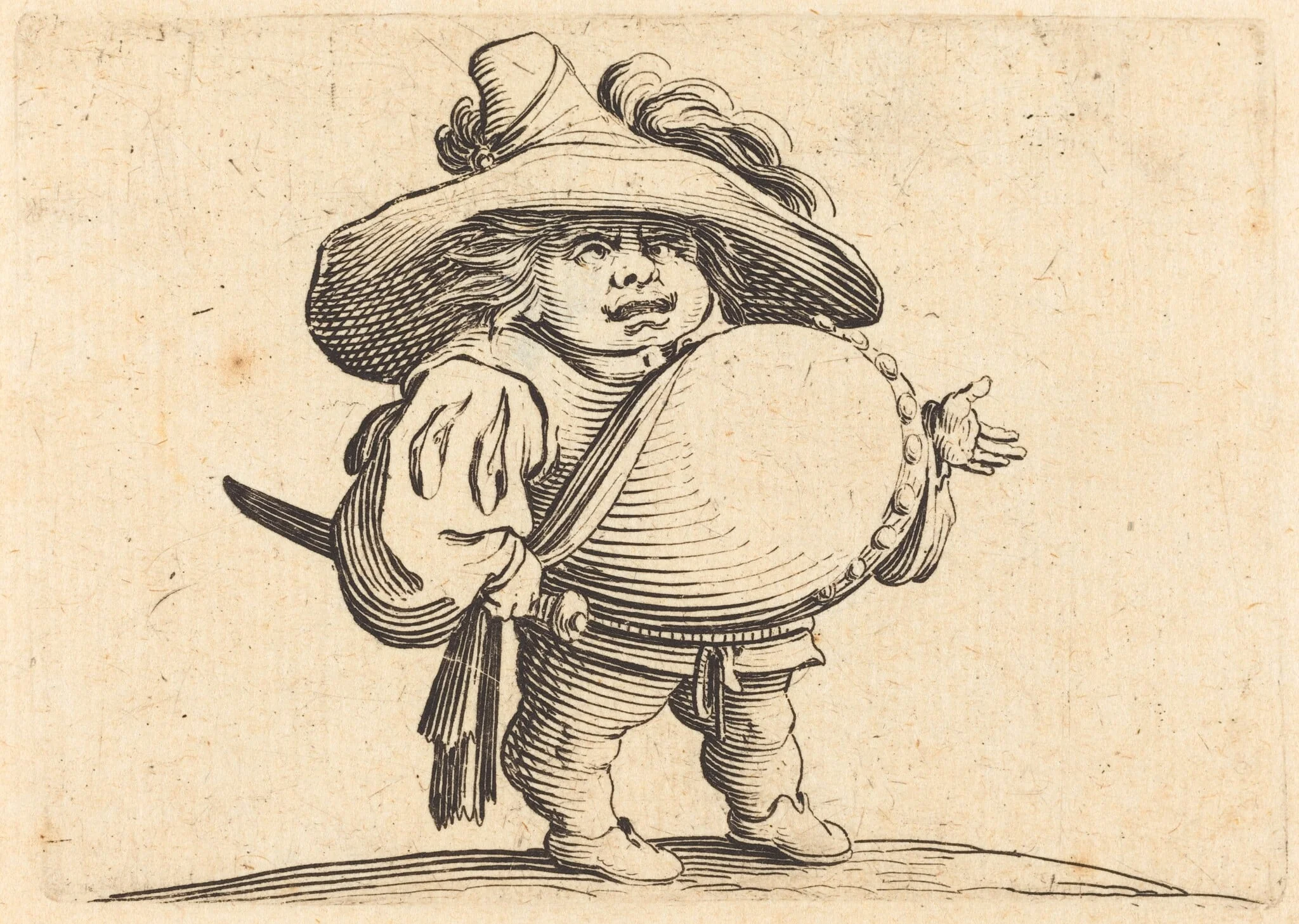 Man with Big Belly, by Jacques Callot, ink, 1622