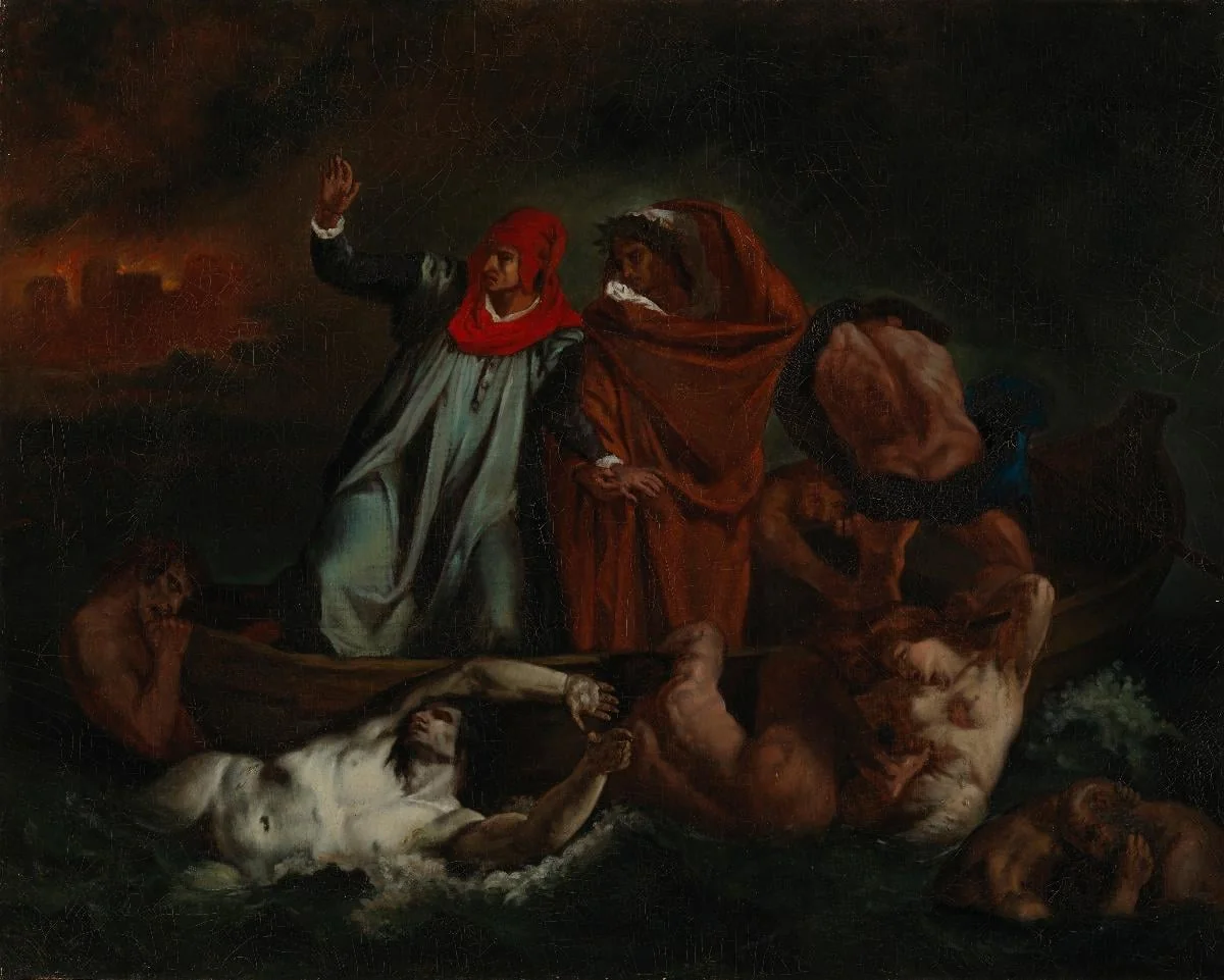 Dante ja Vergilius manalassa, kopio Eugene Delacroixin mukaan, by Adolf von Becker, unspecified, 1880