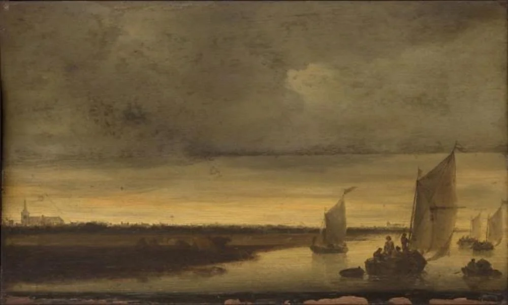 Evening on the Canal, by Salomon van Ruysdael, oil, 1646