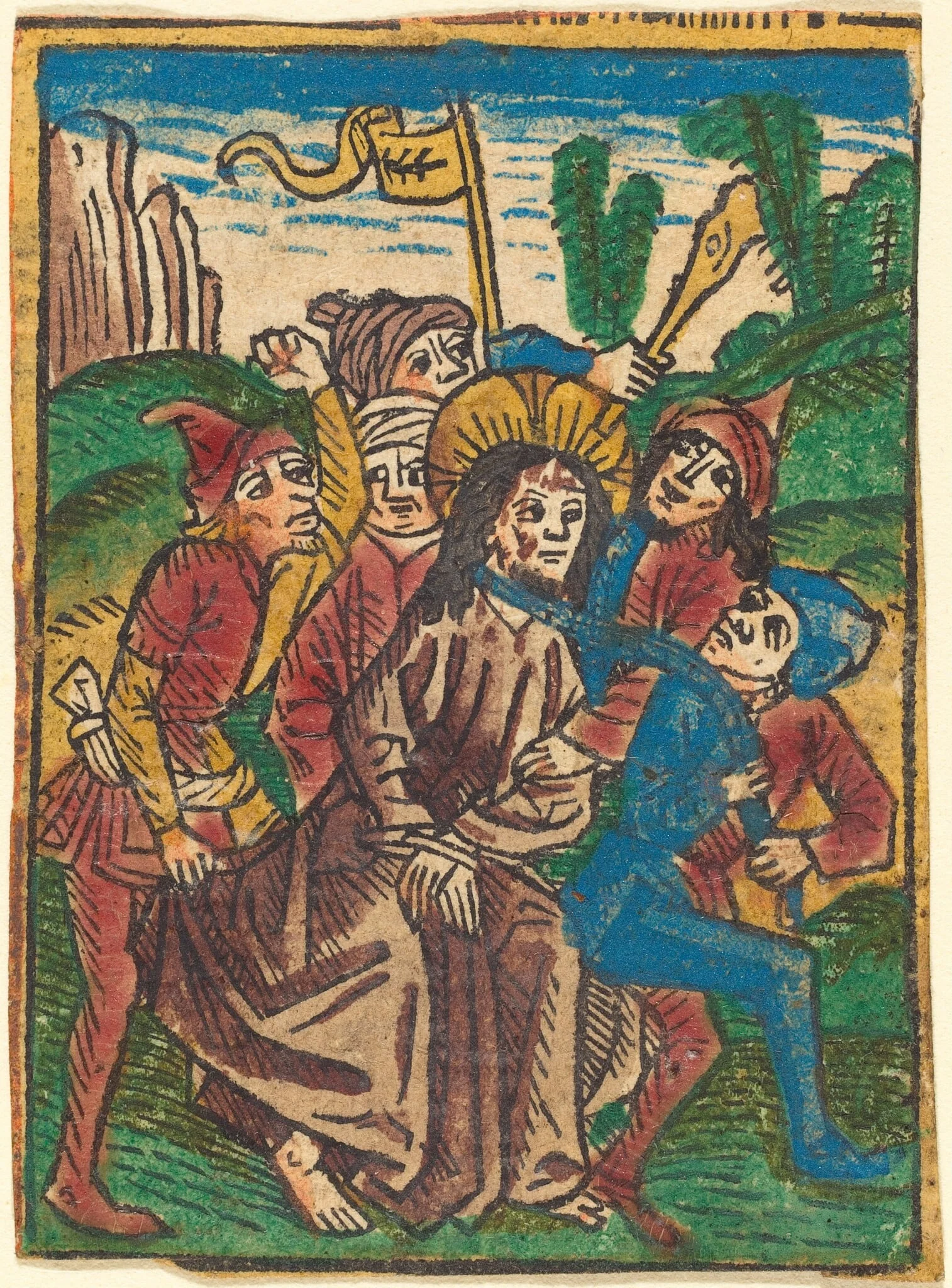 Christ lead to Prison, by German 15th Century, ink, 1490
