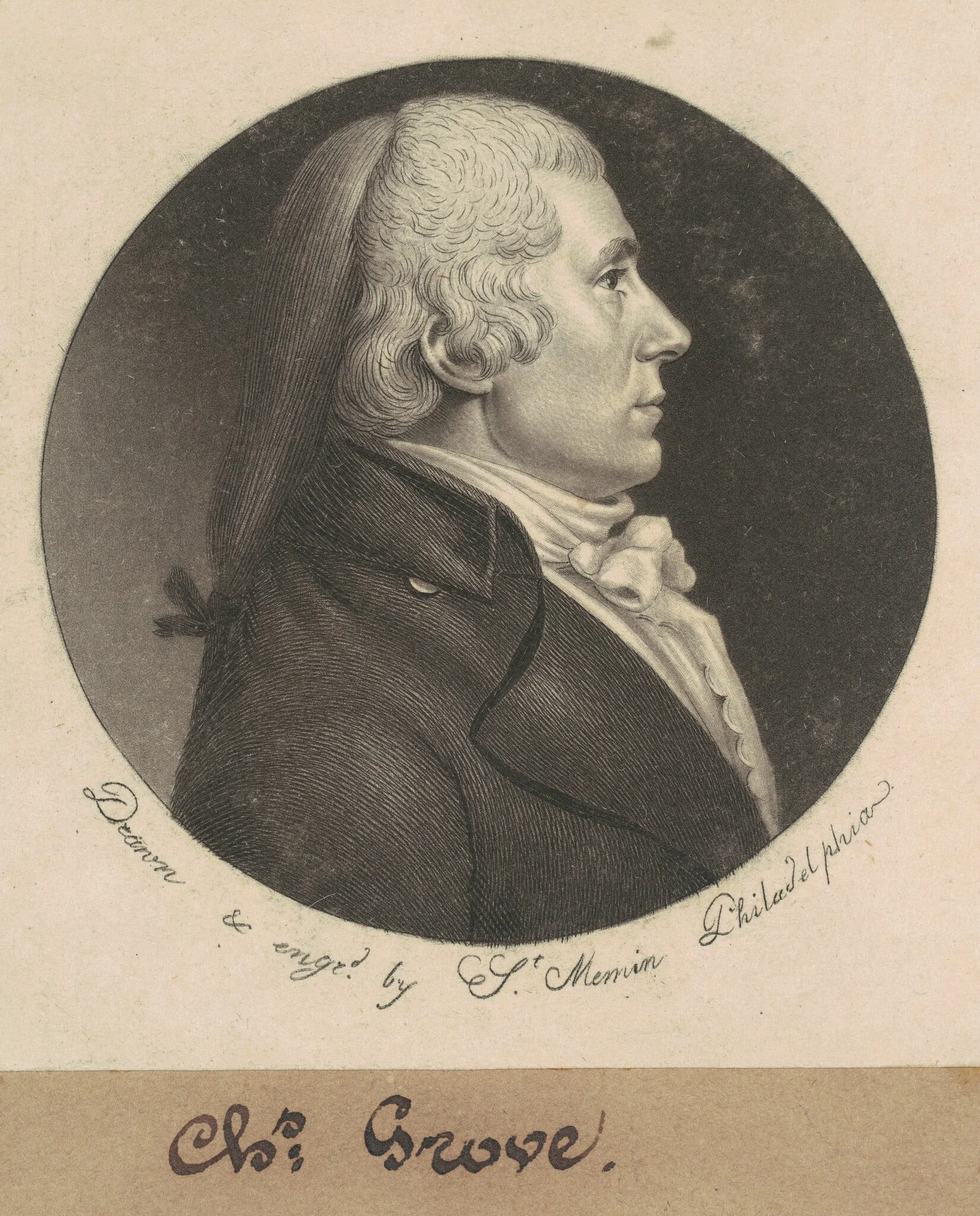 Charles Grove, by Charles Balthazar Julien Févret de Saint-Mémin, ink, 1798