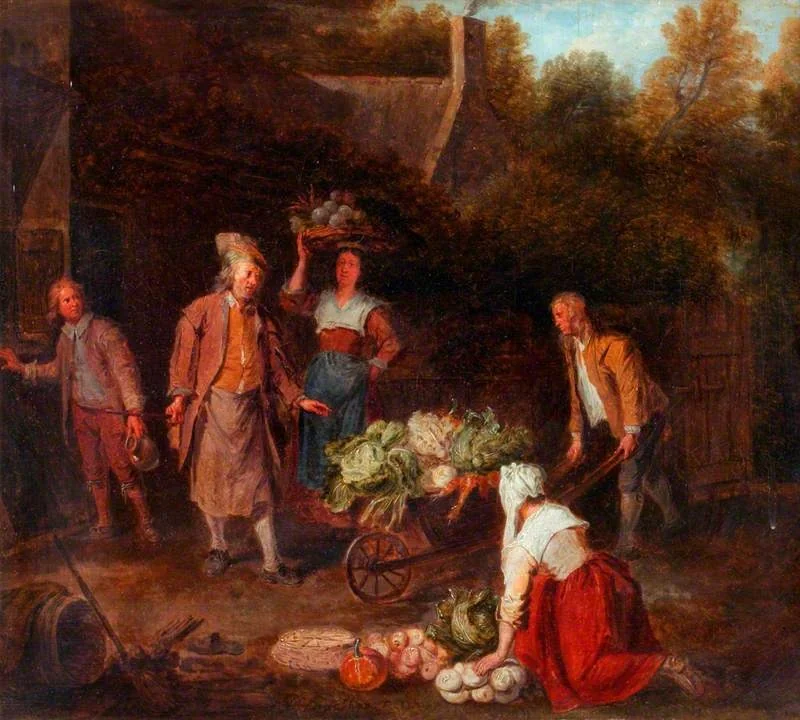 The Vegetable Seller, by Peter Angellis, oil, 1724