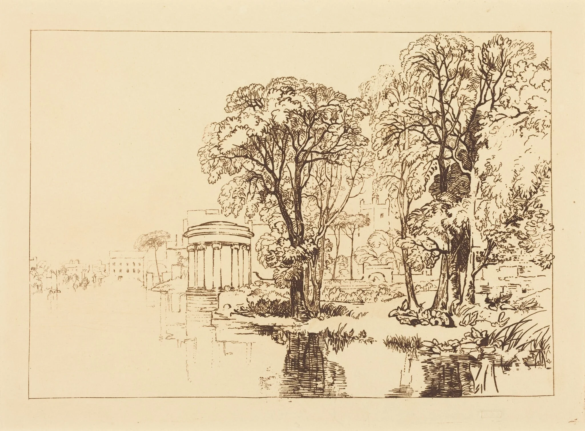 Isleworth, by Joseph Mallord William Turner, ink, 1819