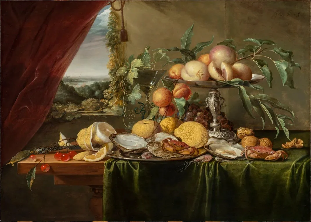 Still Life on a Wooden Table, by Jan Davidsz. de Heem, oil, 1650